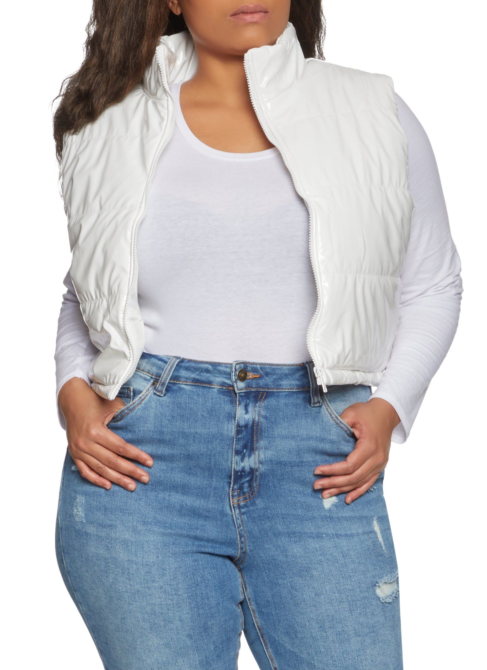 Plus Size Faux Patent Leather Vest sold by Rainbow