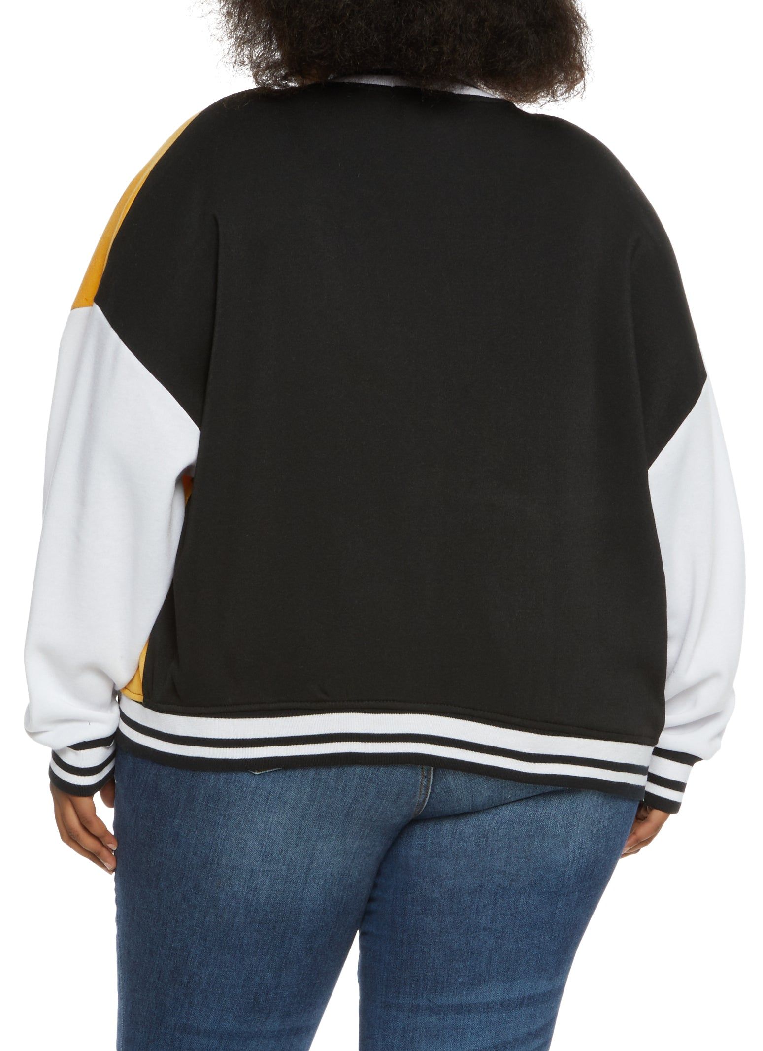 Plus Size Color Block NYC Zip Up Varsity Jacket sold by Rainbow product image thumbnail 2