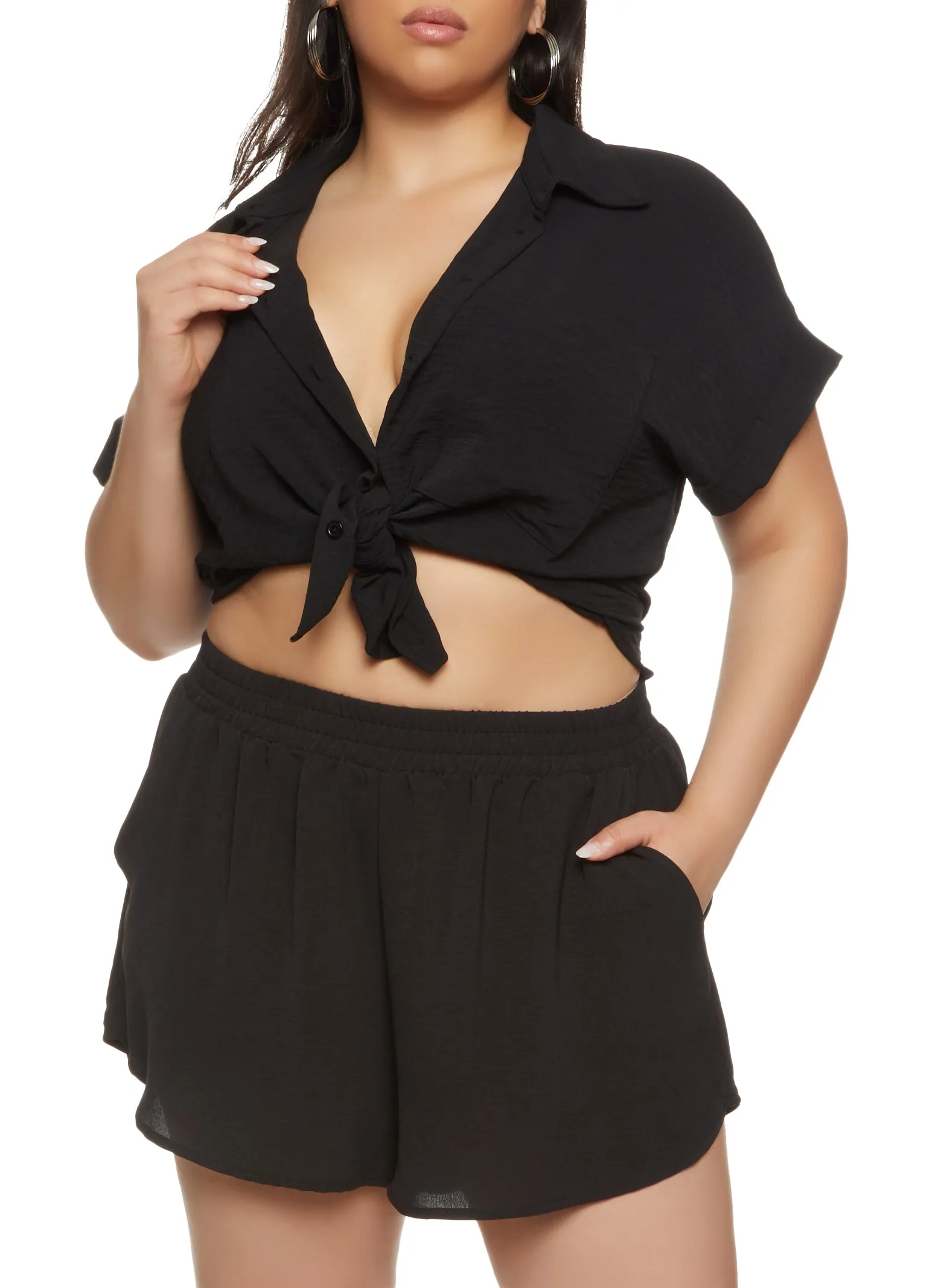 Plus Size Airy Button Front Shirt sold by Rainbow product image thumbnail 2