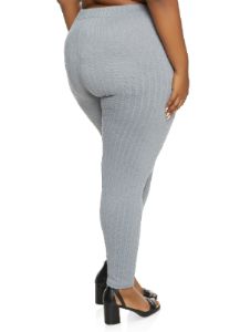 Plus Size Textured Knit High Waist Leggings sold by Rainbow
