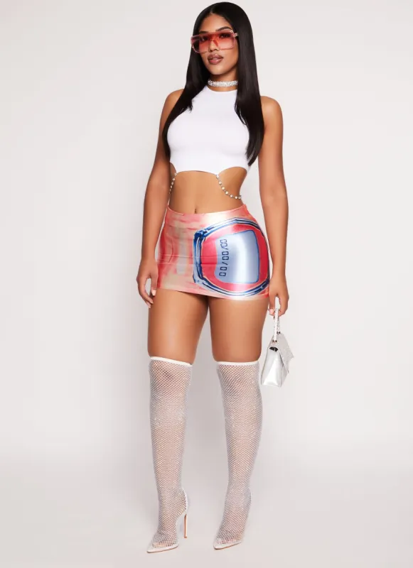 Timer Printed Mini Skirt sold by Rainbow