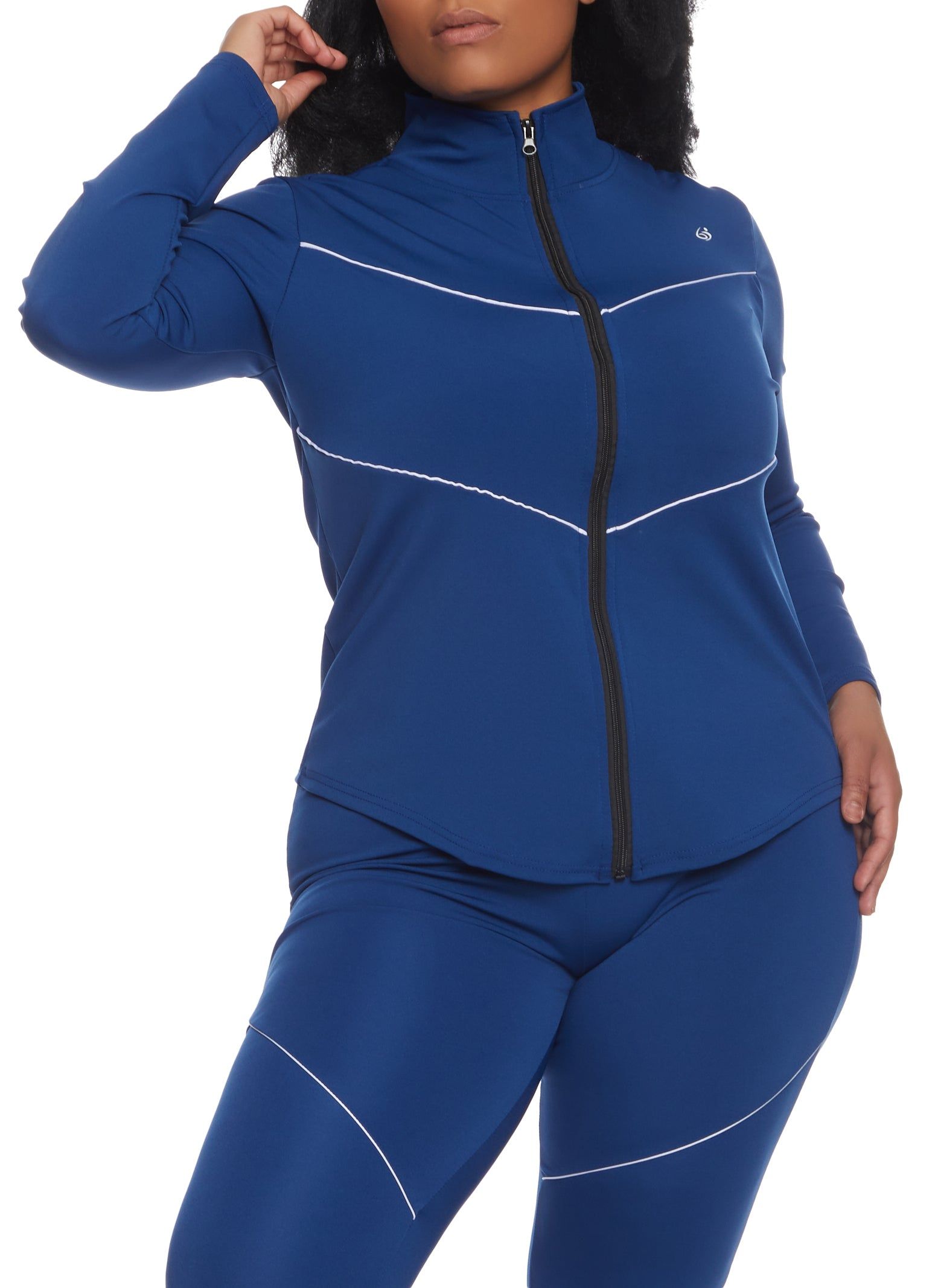 Plus Size Contrast Detail Track Jacket sold by Rainbow