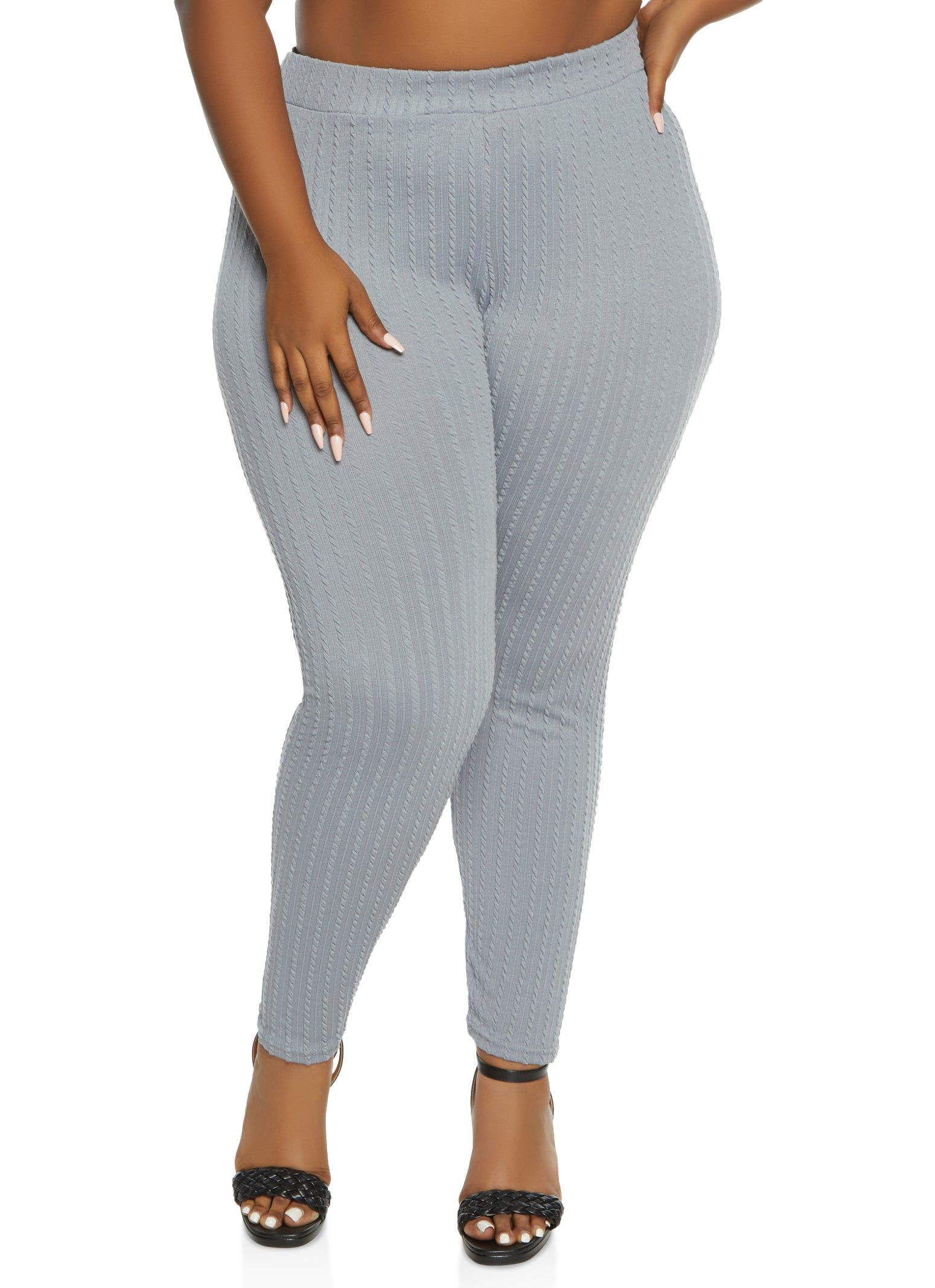 Plus Size Textured Knit High Waist Leggings sold by Rainbow