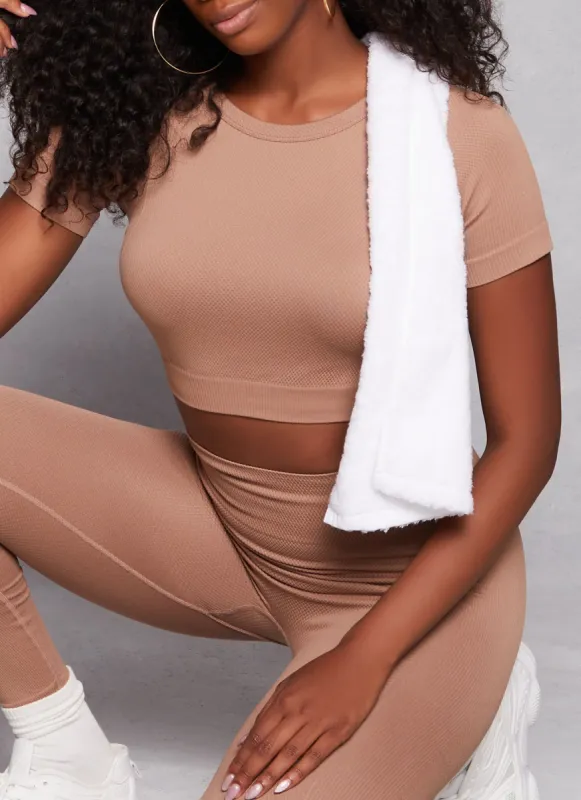 Seamless Ribbed Crew Neck Crop Top sold by Rainbow
