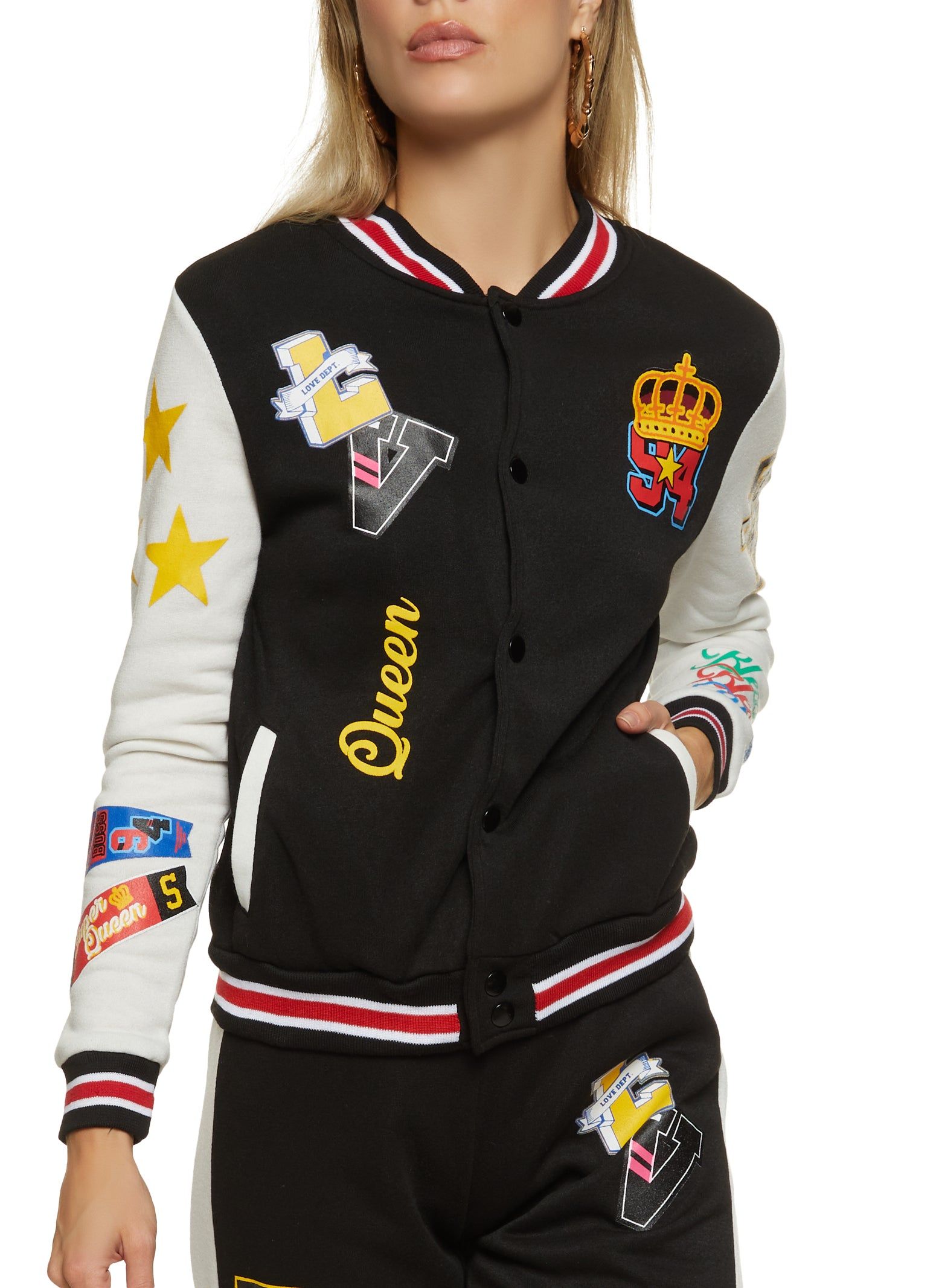 Fleece Queen Graphic Varsity Jacket sold by Rainbow product image thumbnail 2