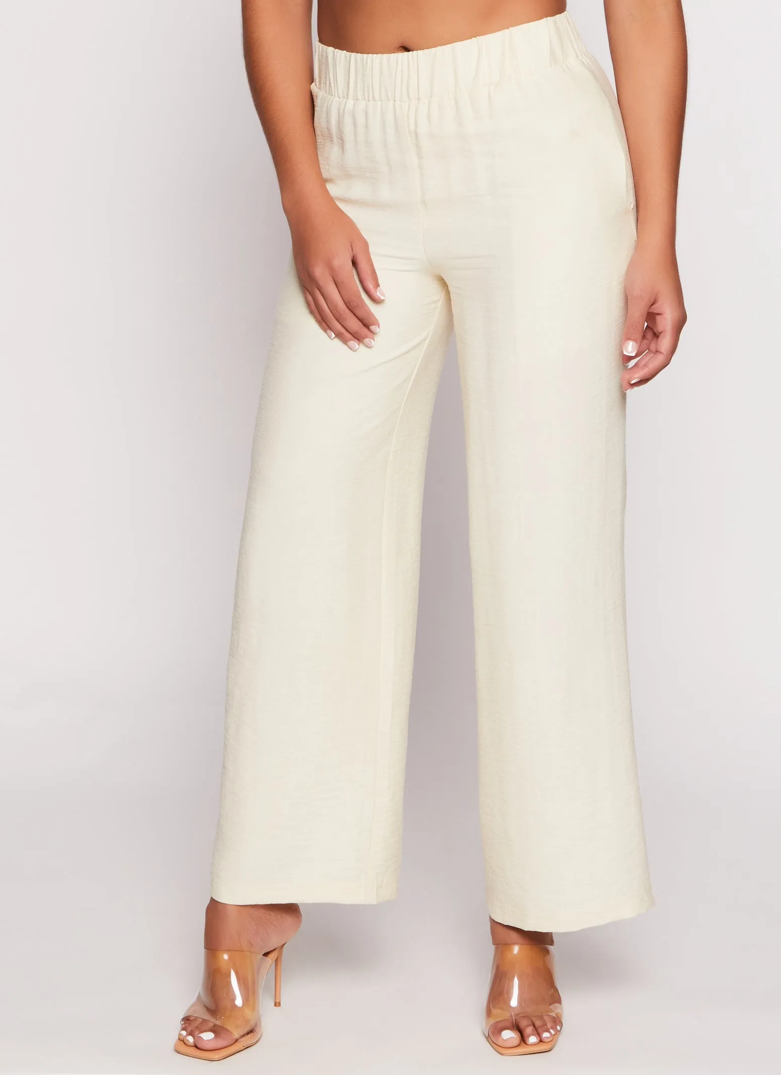 Solid Linen High Waist Wide Leg Pants sold by Rainbow product image thumbnail 2