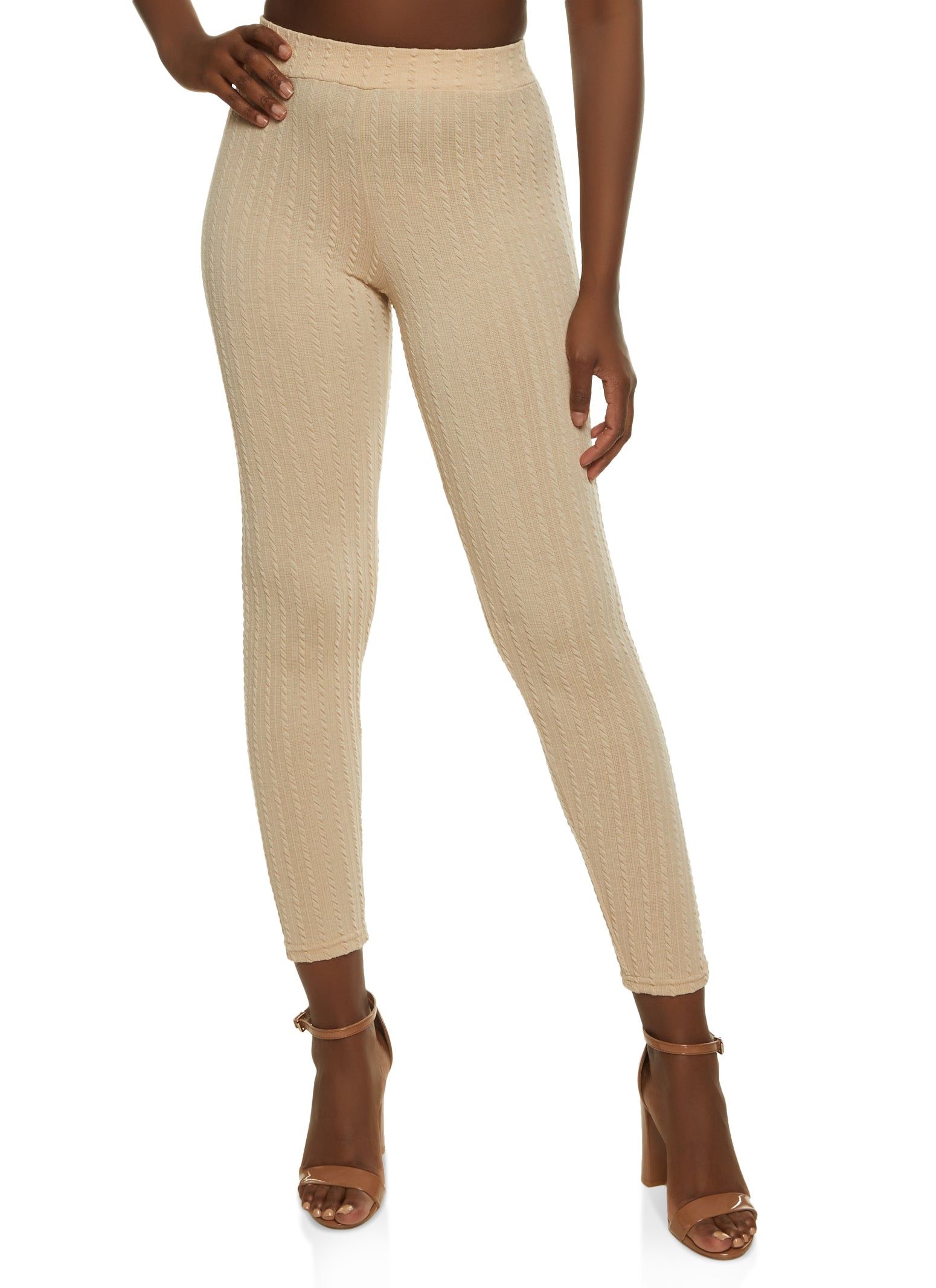 High Waist Textured Knit Leggings sold by Rainbow