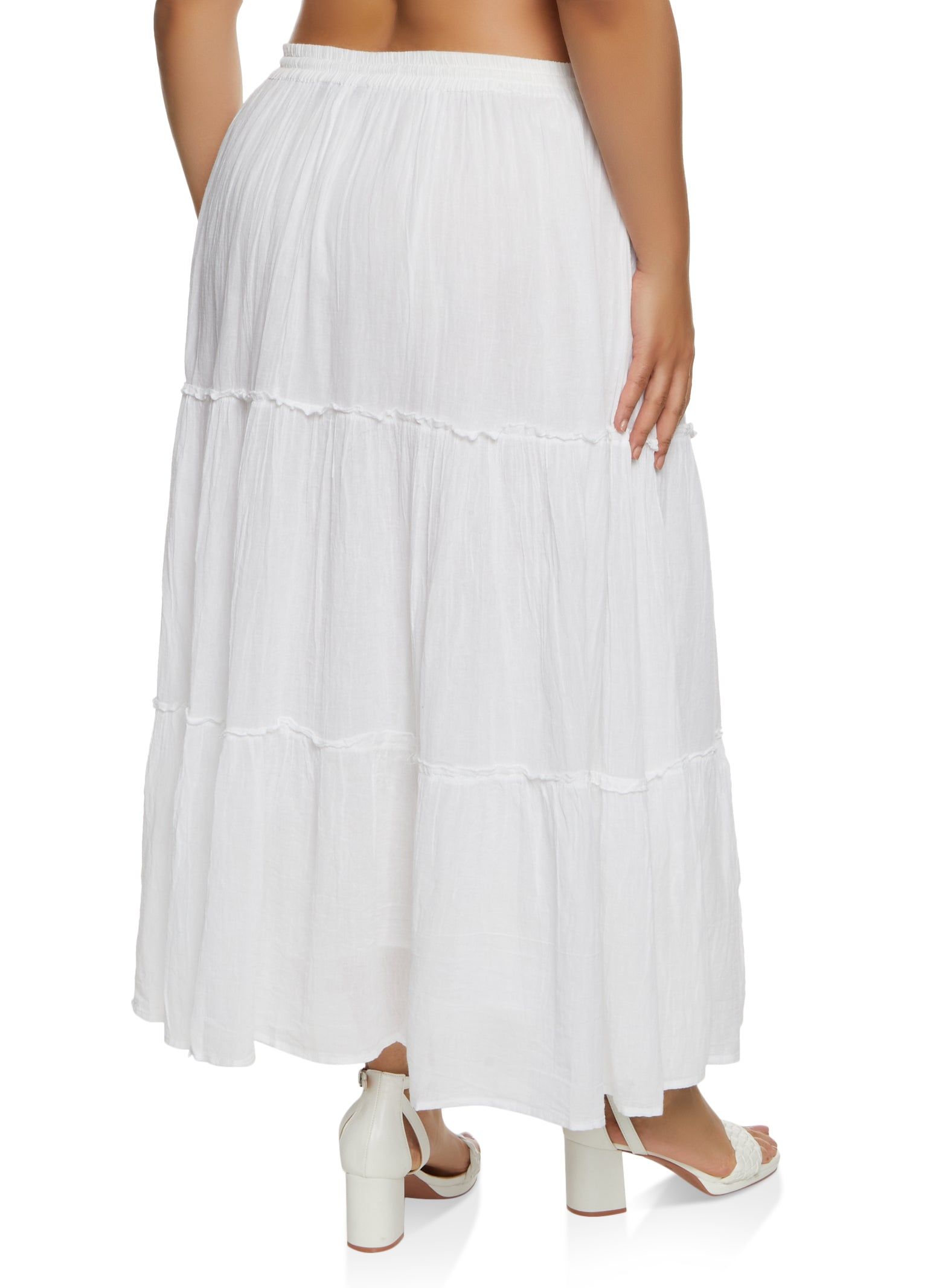Plus Size Gauze Knit Tiered Maxi Skirt sold by Rainbow product image thumbnail 2