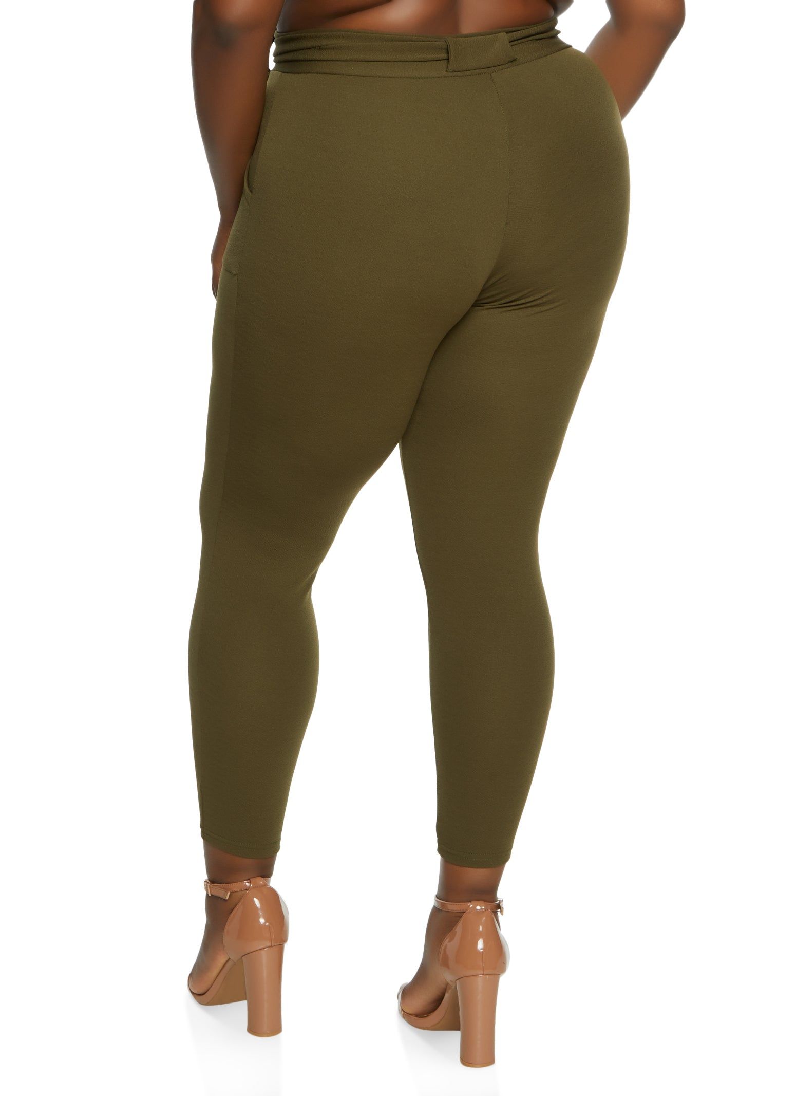 Plus Size Crepe Knit Belted Skinny Dress Pants sold by Rainbow product image thumbnail 2