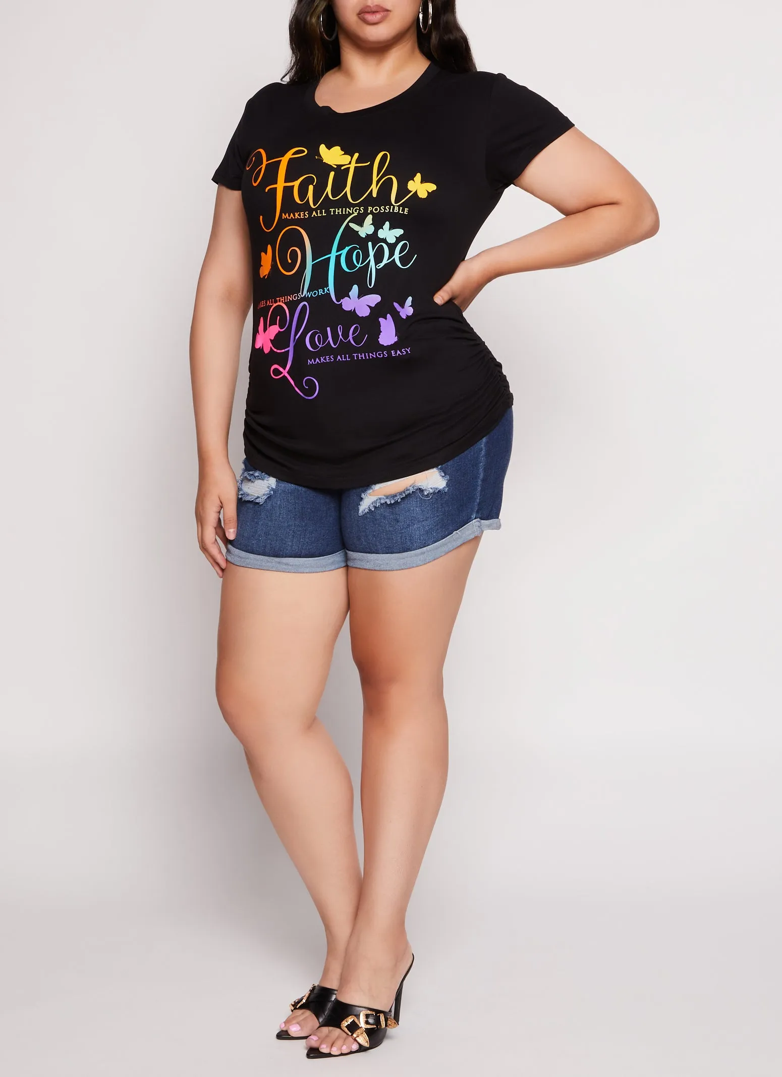 Plus Size Faith Hope Love Butterfly Graphic Tee sold by Rainbow product image thumbnail 2