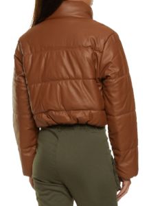 Faux Leather Cropped Puffer Jacket sold by Rainbow