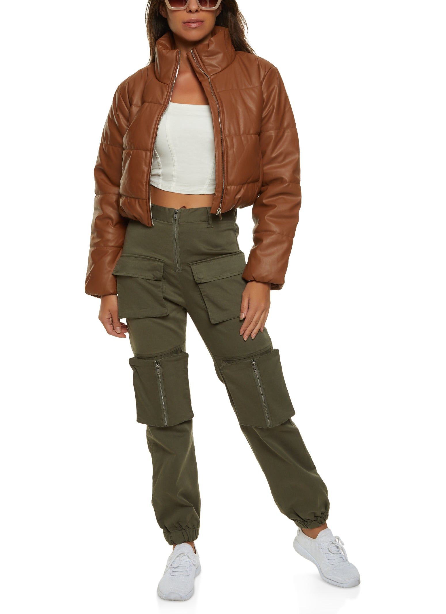 Faux Leather Cropped Puffer Jacket sold by Rainbow product image thumbnail 2