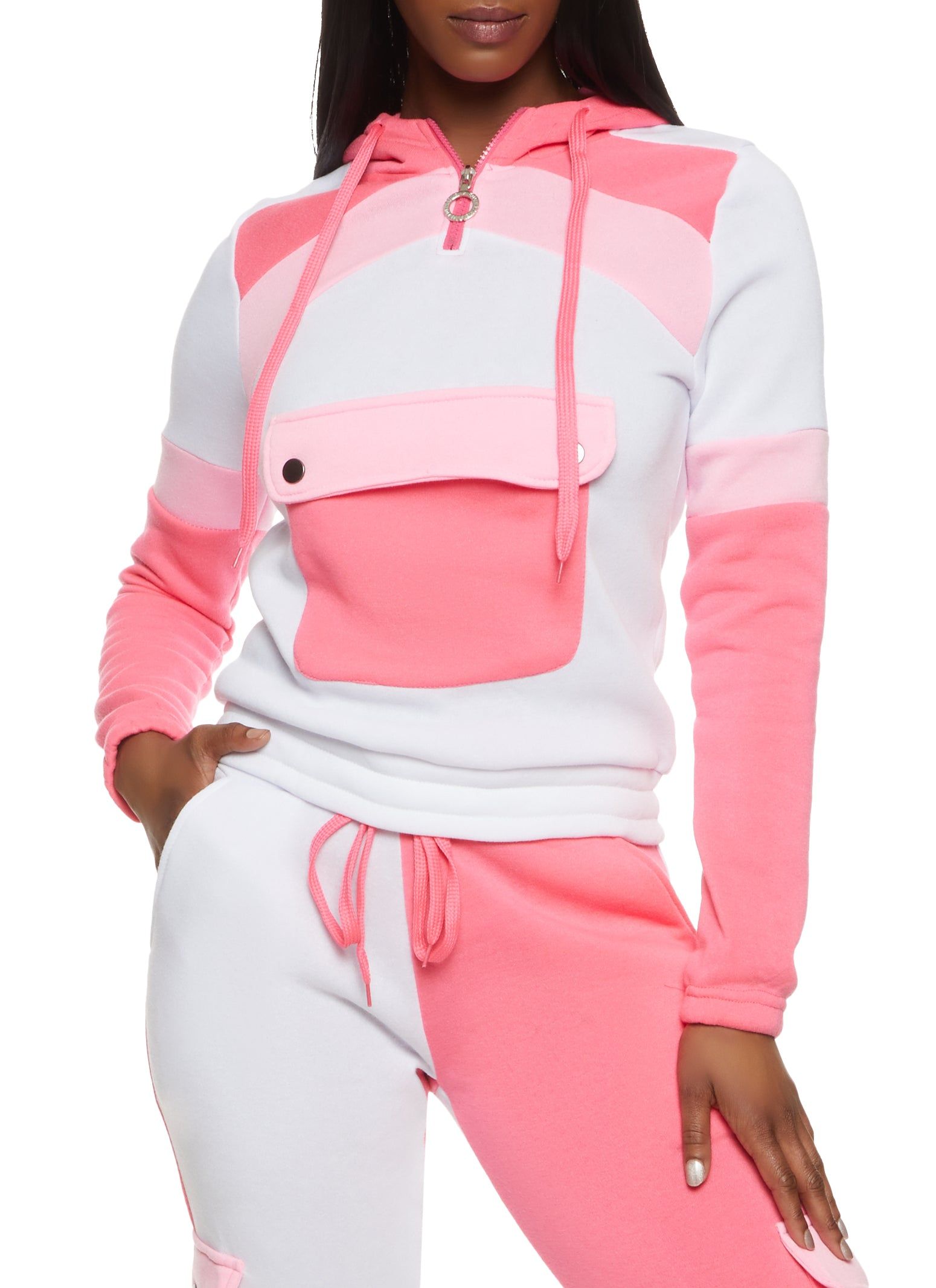 Color Block Flap Pocket Hoodie sold by Rainbow