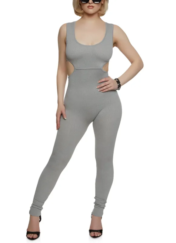 Scoop Neck Cut Out Tank Jumpsuit sold by Rainbow