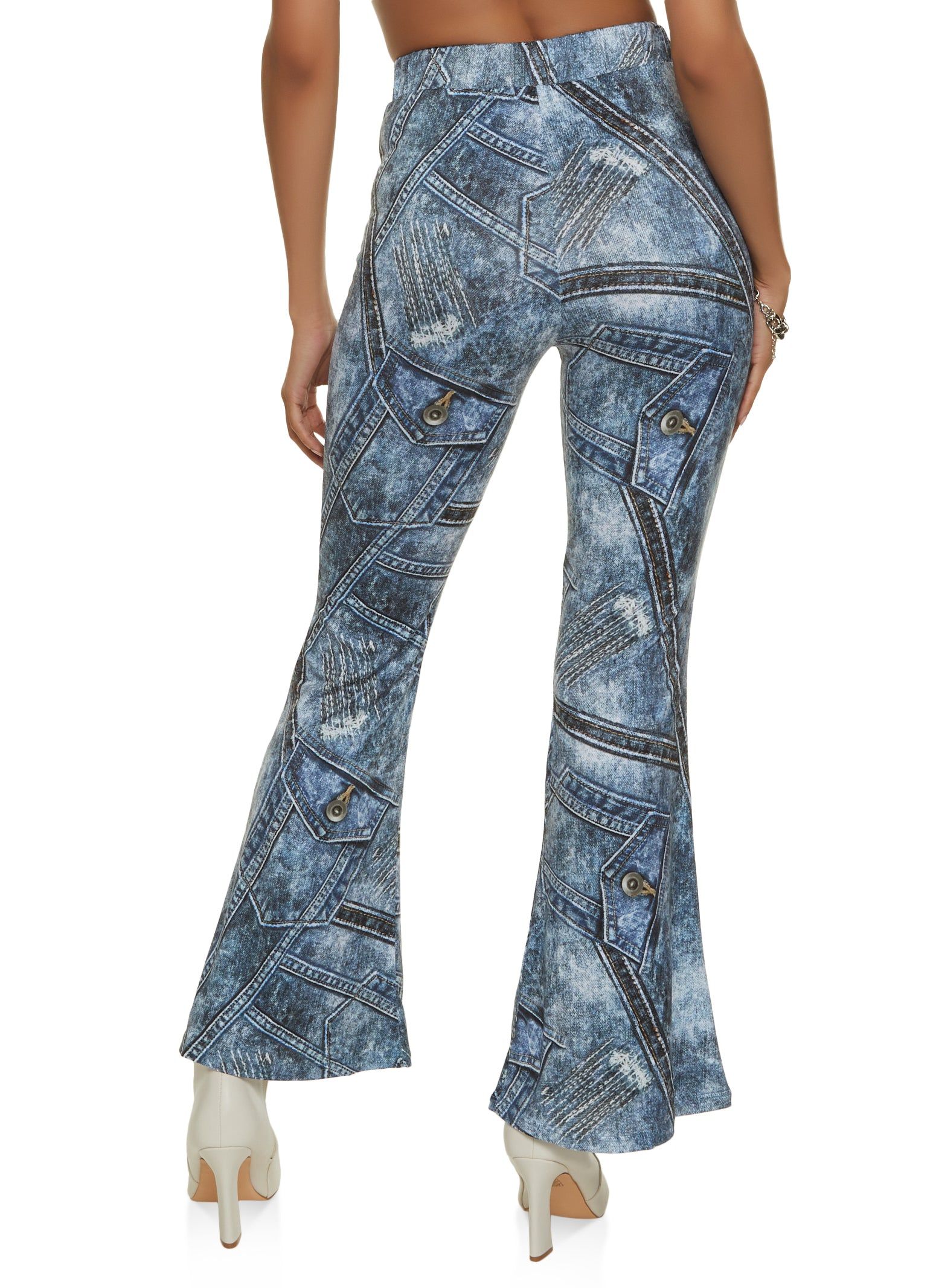 Patchwork Print High Waist Flare Pants sold by Rainbow product image thumbnail 2