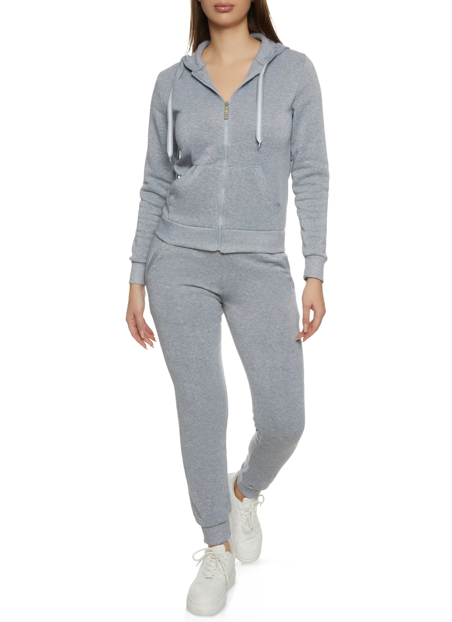 Solid Fleece Zip Front Hooded Sweatshirt sold by Rainbow product image thumbnail 2