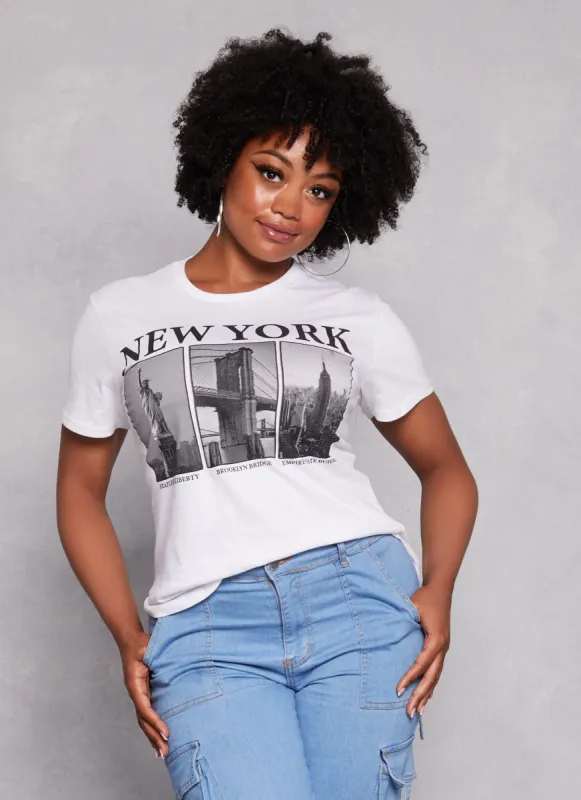 Plus Size New York Crew Neck Graphic Tee sold by Rainbow