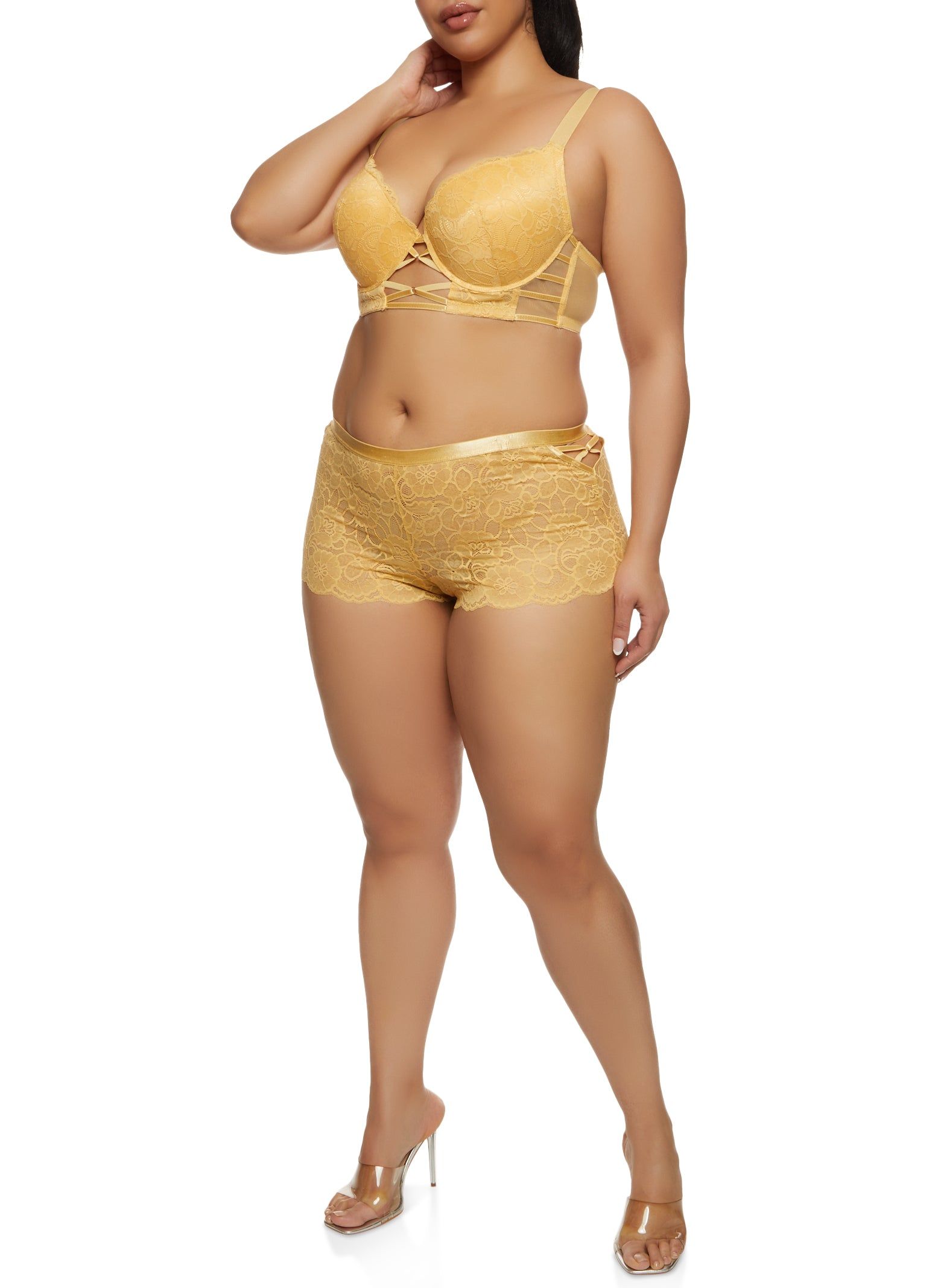 Plus Size Criss Cross Caged Longline Plunge Bra sold by Rainbow product image thumbnail 2