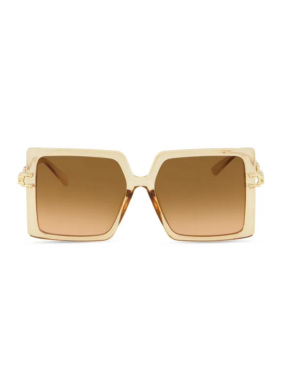 Metallic Temple Oversized Square Frame Sunglasses sold by Rainbow