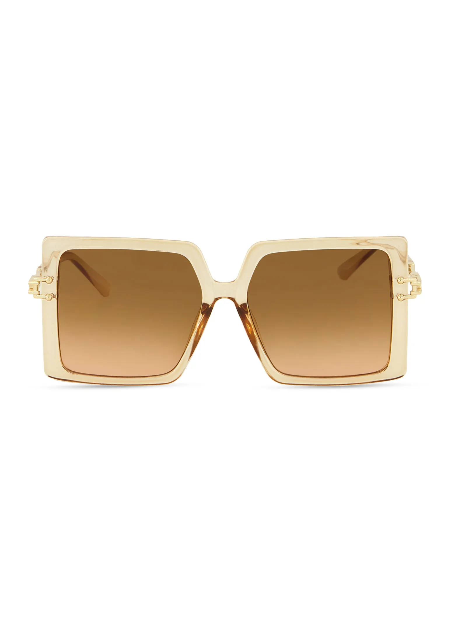 Metallic Temple Oversized Square Frame Sunglasses sold by Rainbow