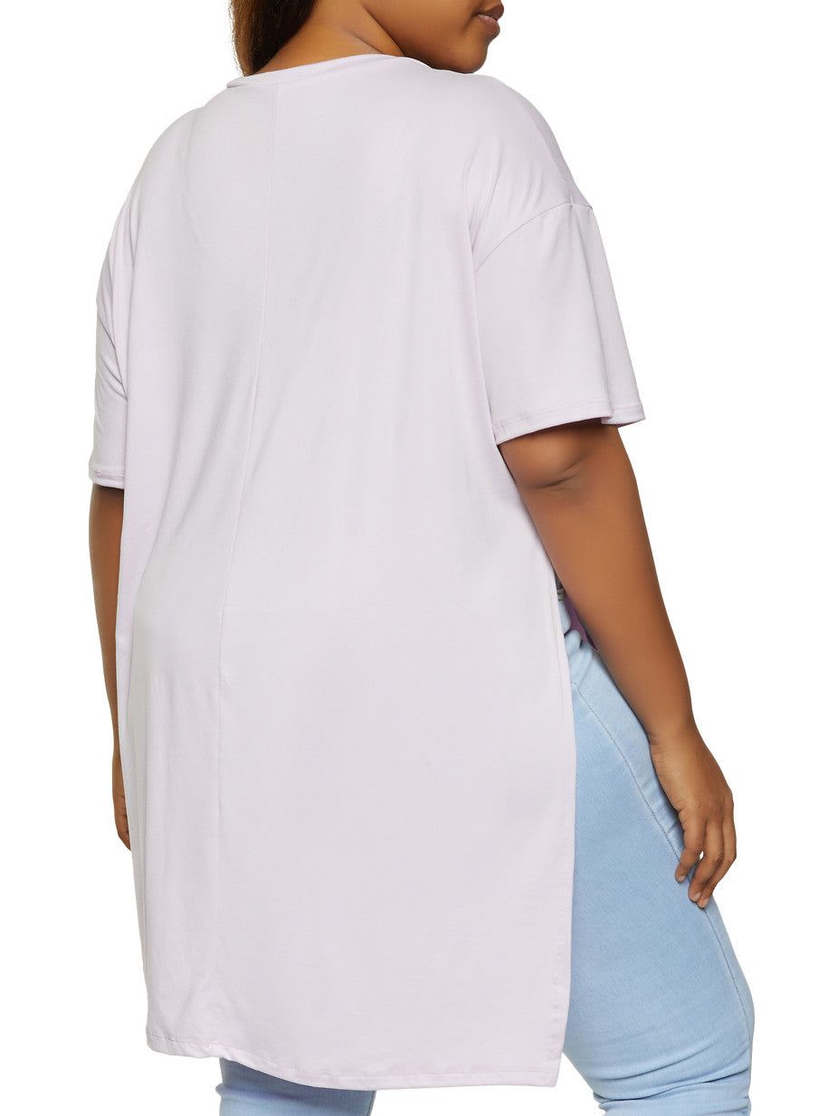 Plus Size Side Slit V Neck Tee sold by Rainbow product image thumbnail 2