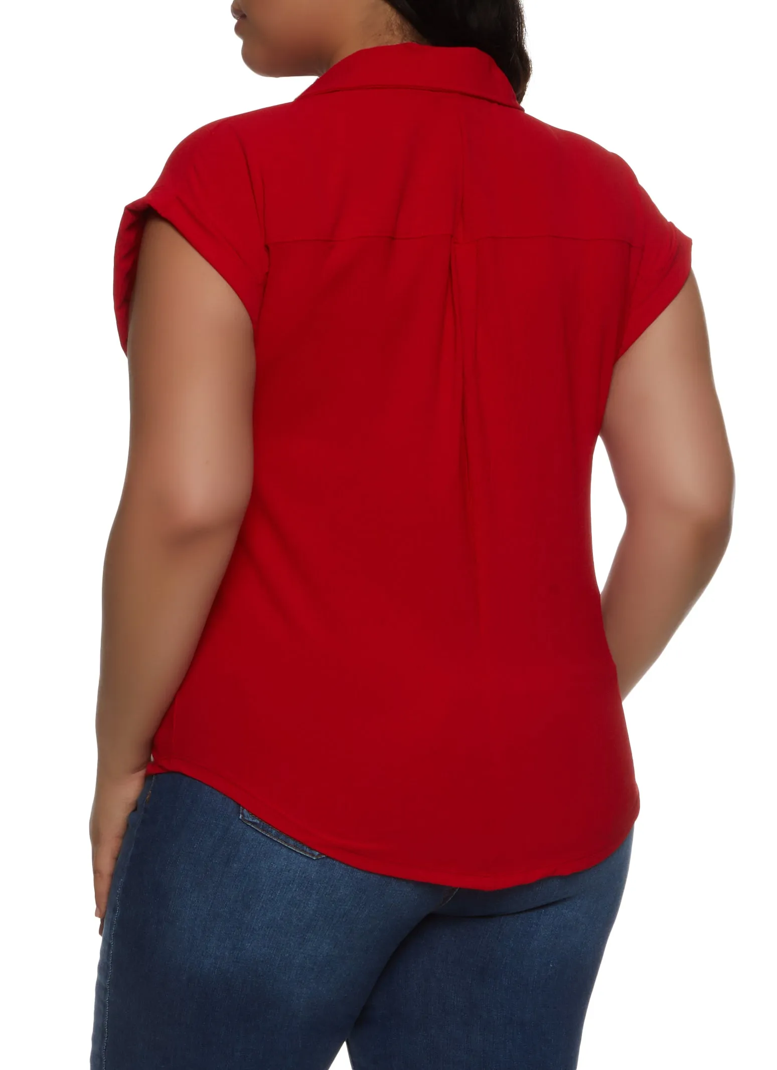 Plus Size Button Front Cap Sleeve Shirt sold by Rainbow product image thumbnail 2
