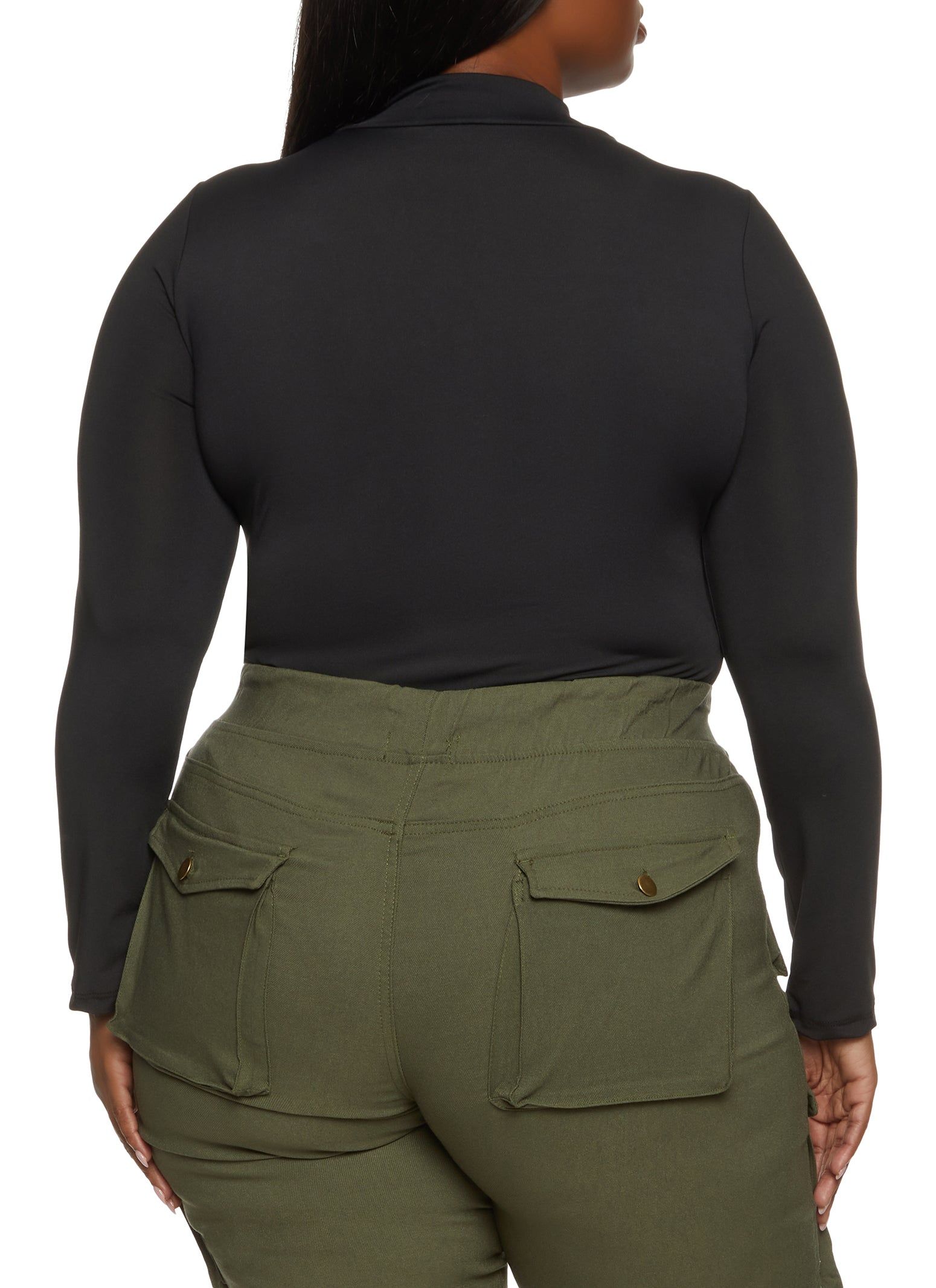 Plus Size Solid Mock Neck Long Sleeve Bodysuit sold by Rainbow product image thumbnail 3