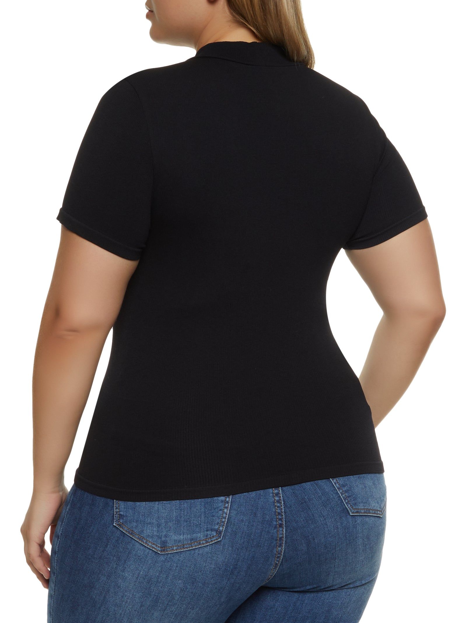 Plus Size Seamless Mock Neck Short Sleeve Tee sold by Rainbow product image thumbnail 2
