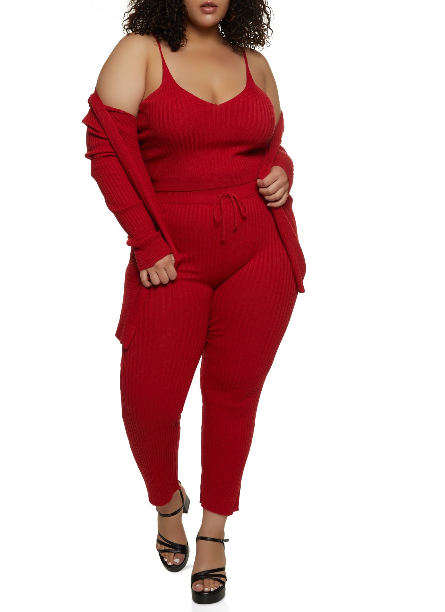 Plus Size Ribbed Open Front Long Sleeve Cardigan sold by Rainbow product image thumbnail 2