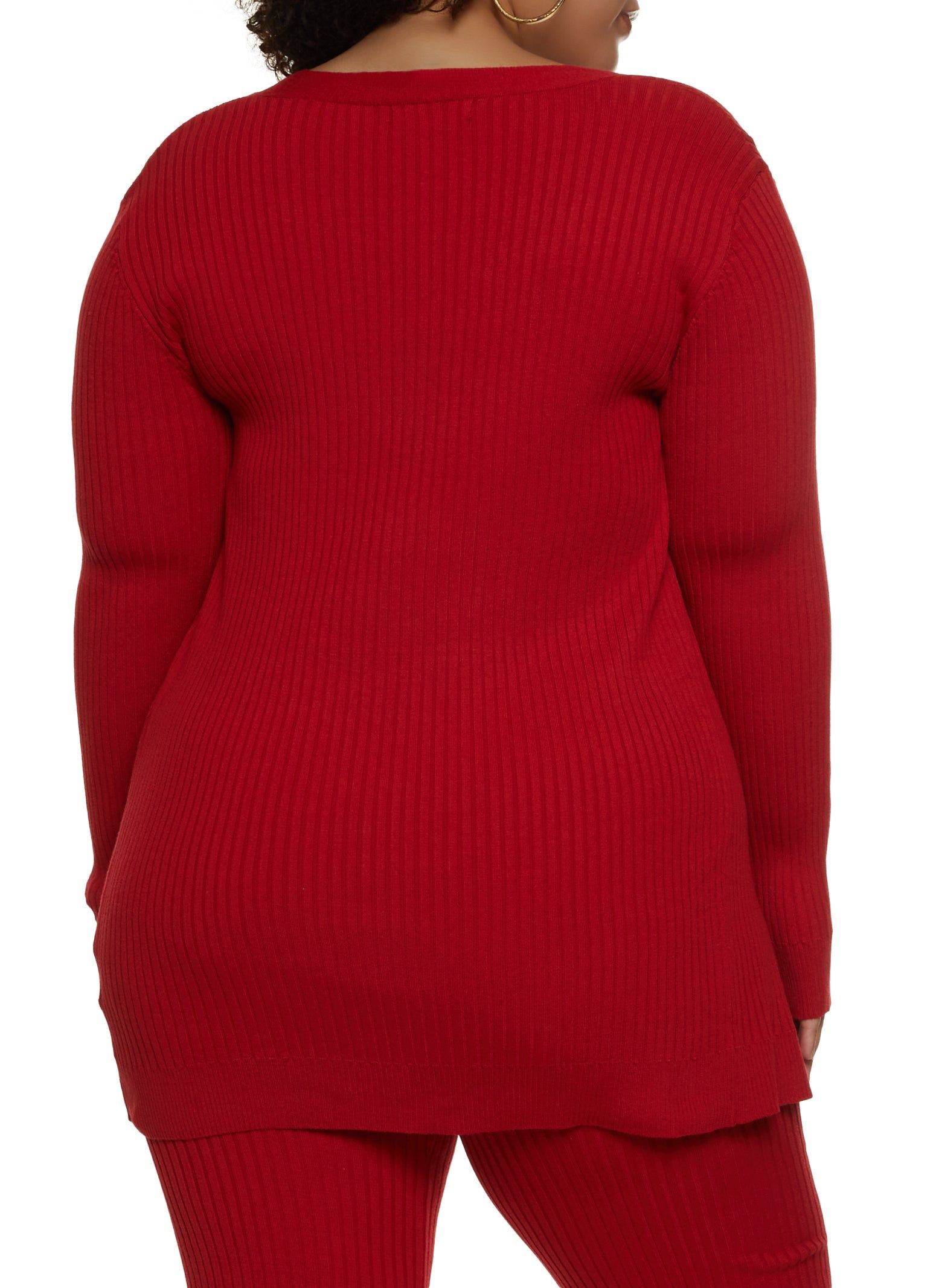 Plus Size Ribbed Open Front Long Sleeve Cardigan sold by Rainbow product image thumbnail 3