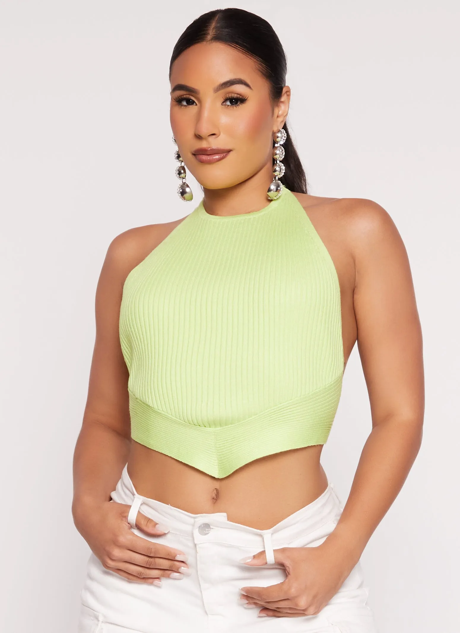 Almost Famous Open Tie Back Halter Neck Top sold by Rainbow