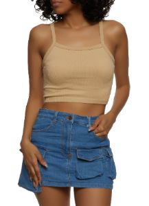 Ribbed Knit Seamless Cropped Cami sold by Rainbow