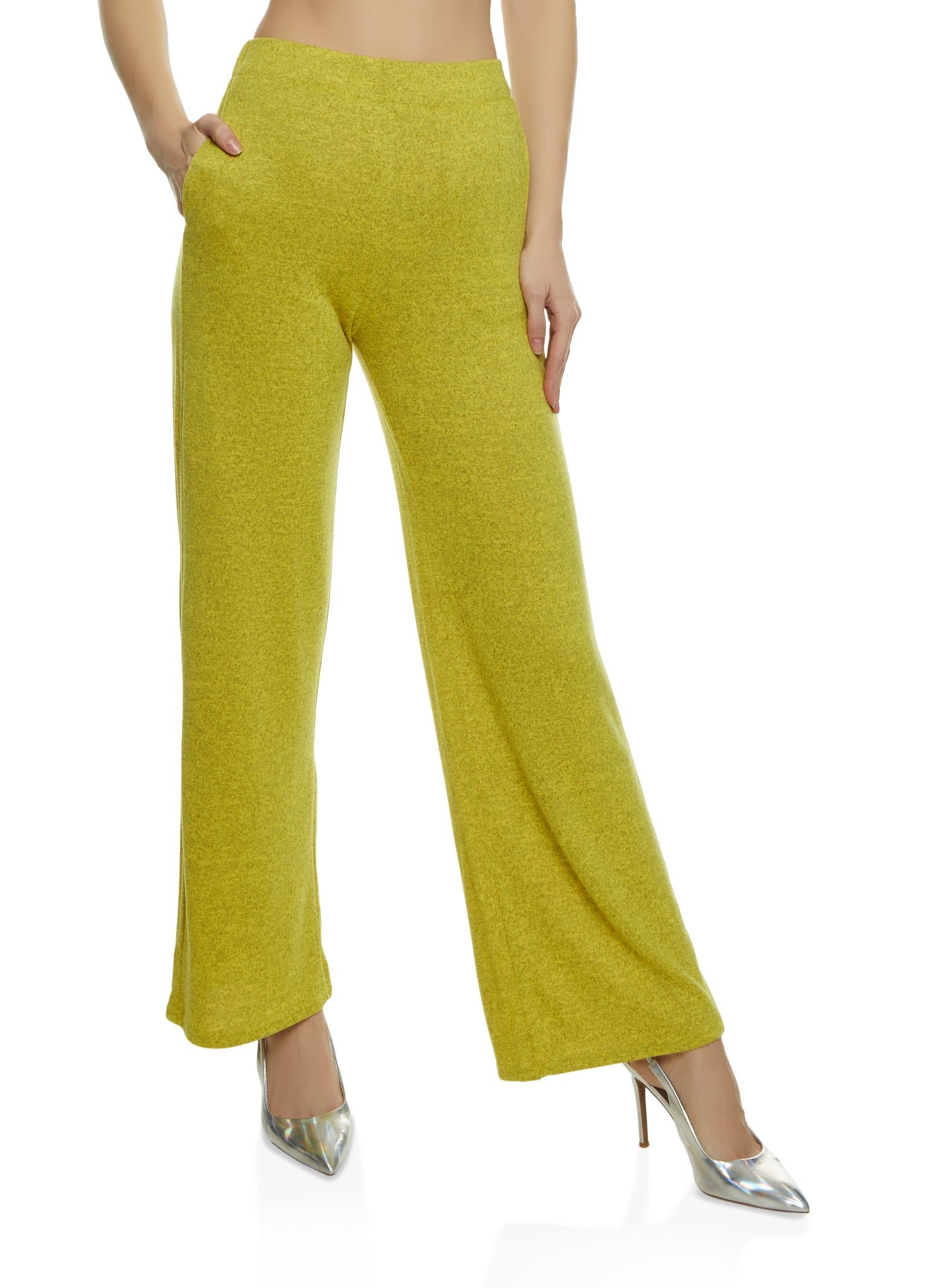 Brushed Knit High Waisted Wide Leg Pants sold by Rainbow