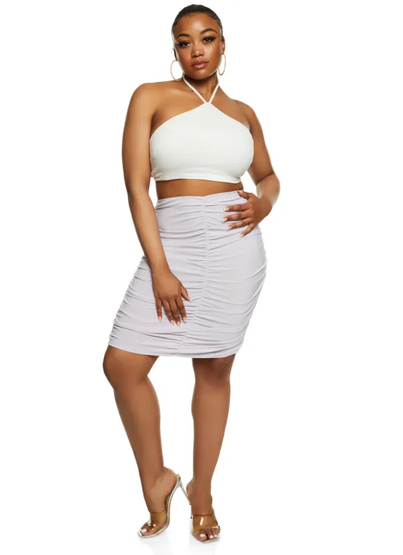 Plus Size High Waist Ruched Pencil Skirt sold by Rainbow