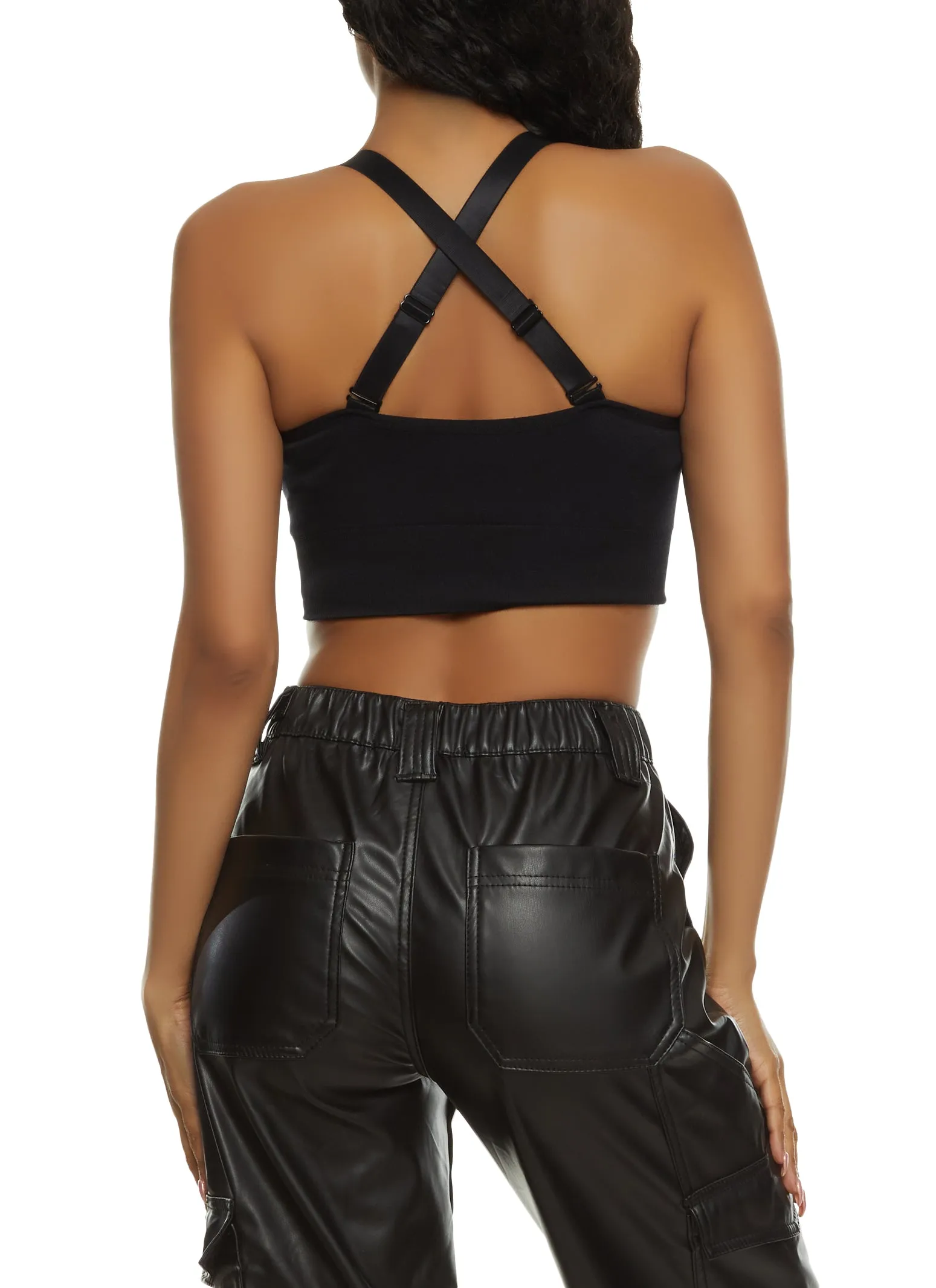 Seamless Solid Ribbed Knit Cropped Cami sold by Rainbow product image thumbnail 3