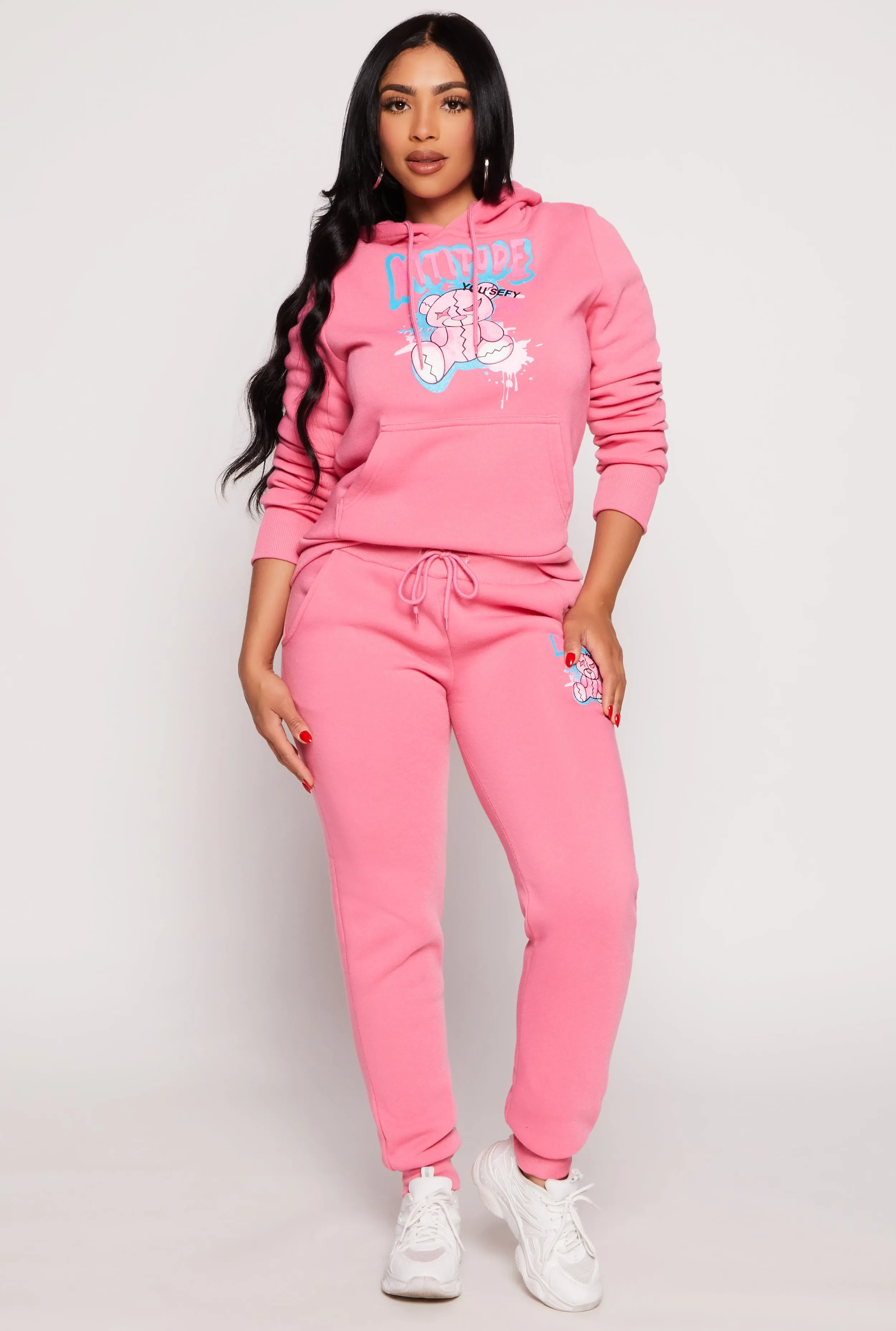 Fleece Lined Attitude Graphic Sweatpants sold by Rainbow