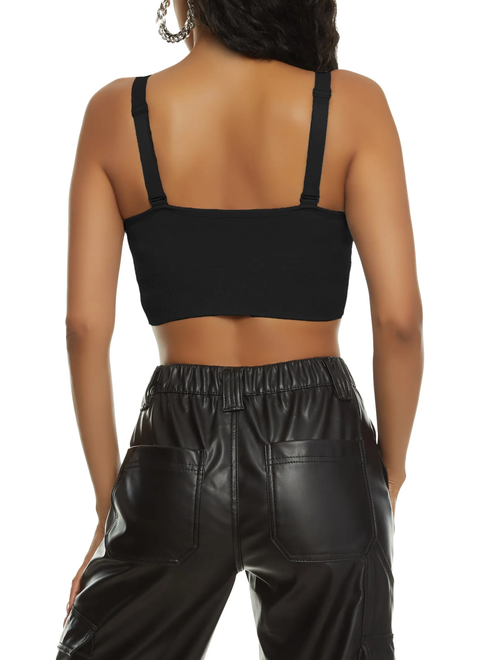 Seamless Solid Ribbed Knit Cropped Cami sold by Rainbow product image thumbnail 2