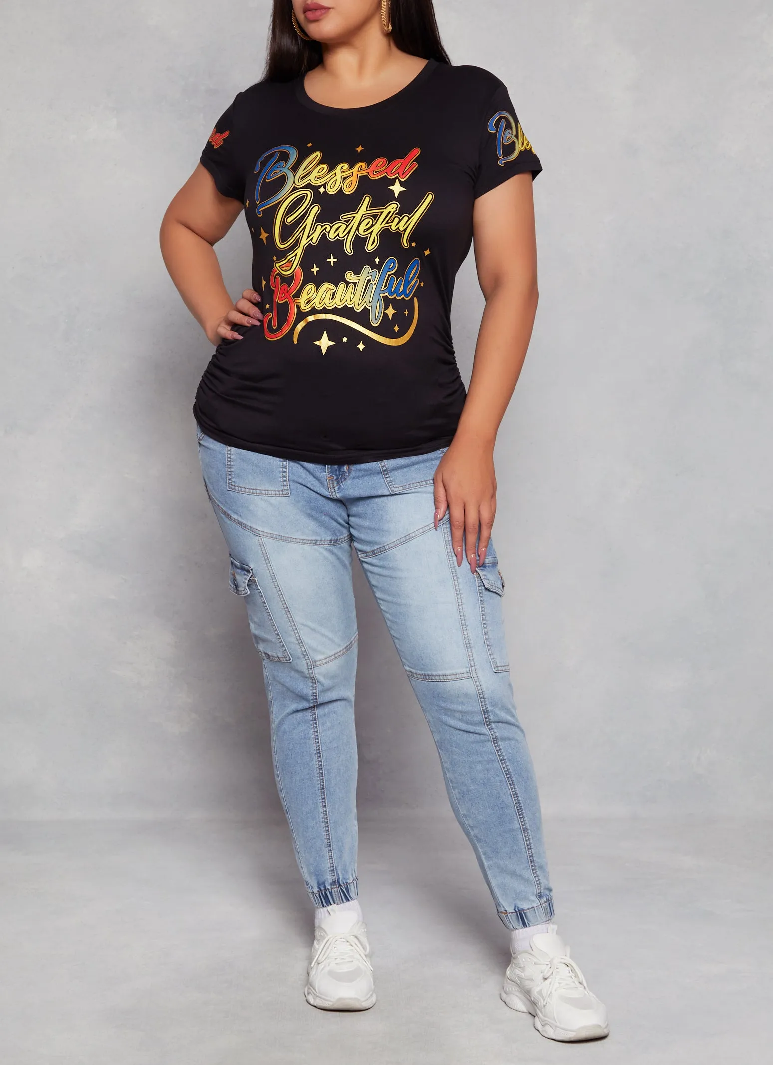 Plus Size Ruched Side Graphic Tee sold by Rainbow product image thumbnail 2