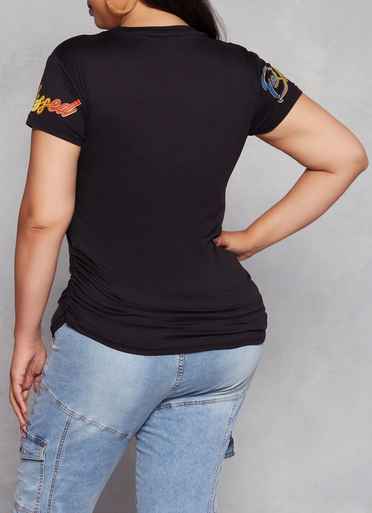 Plus Size Ruched Side Graphic Tee sold by Rainbow product image thumbnail 3