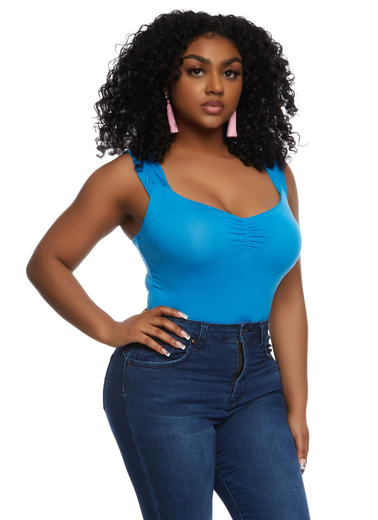 Haute Monde Ruffle Strap Tank Bodysuit sold by Rainbow product image thumbnail 2