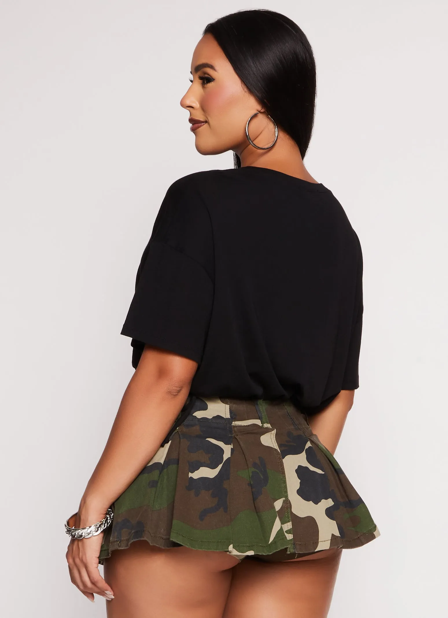 Solid Crew Neck Drawstring Hem T Shirt sold by Rainbow product image thumbnail 3