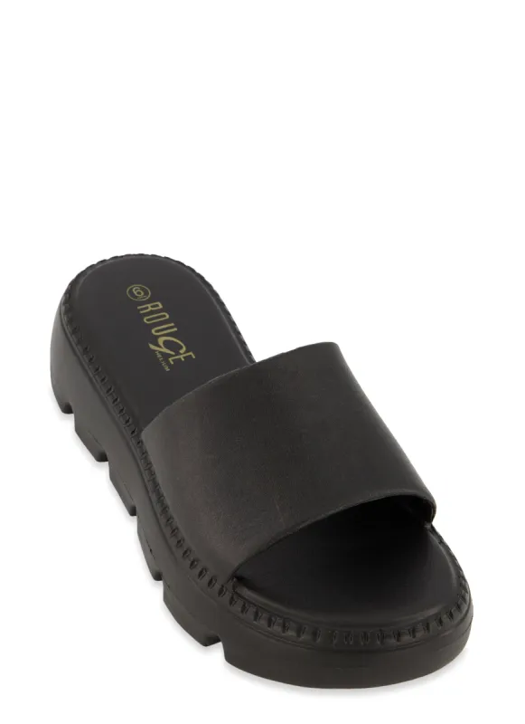 Solid Lug Sole Platform Slide Sandals sold by Rainbow
