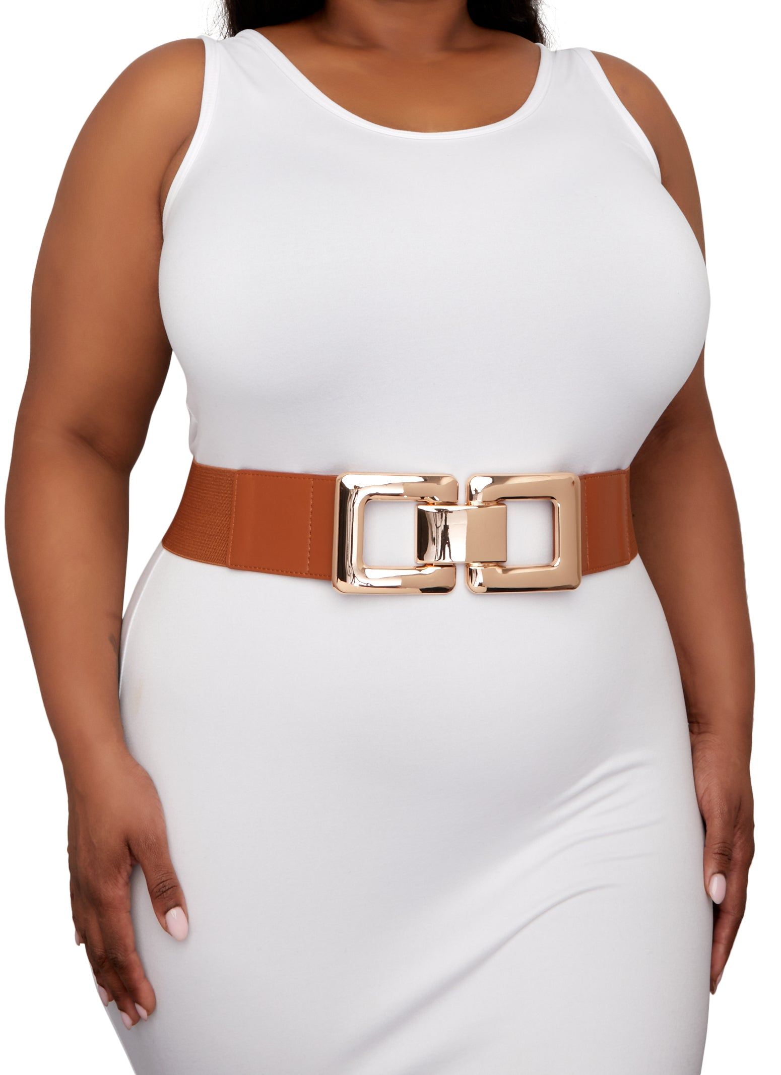 Plus Size Square Buckle Stretch Belt sold by Rainbow