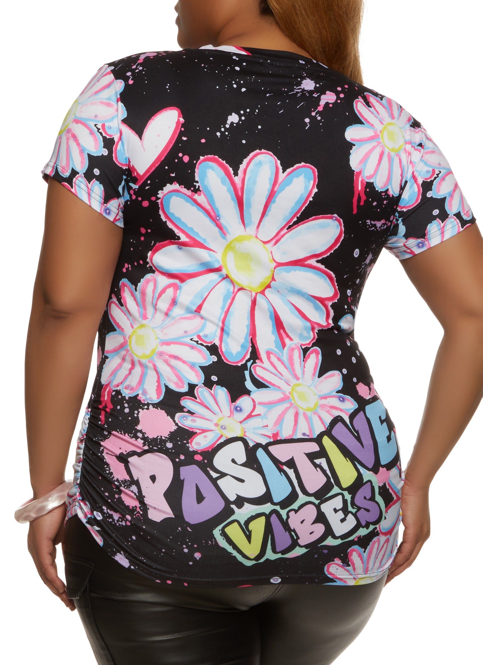 Plus Size Positive Vibes Graphic Print Tee sold by Rainbow product image thumbnail 2