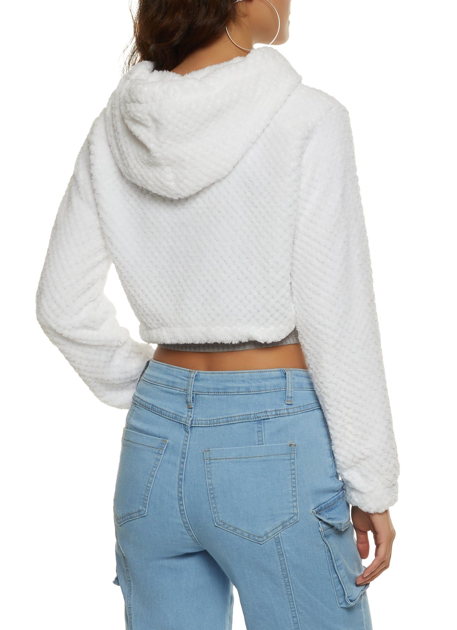 Quilted Plush Zip Front Hoodie sold by Rainbow product image thumbnail 2