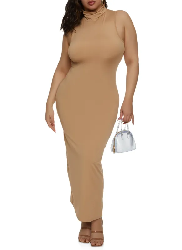 Plus Size Daisy Sleeveless Turtleneck Maxi Dress sold by Rainbow