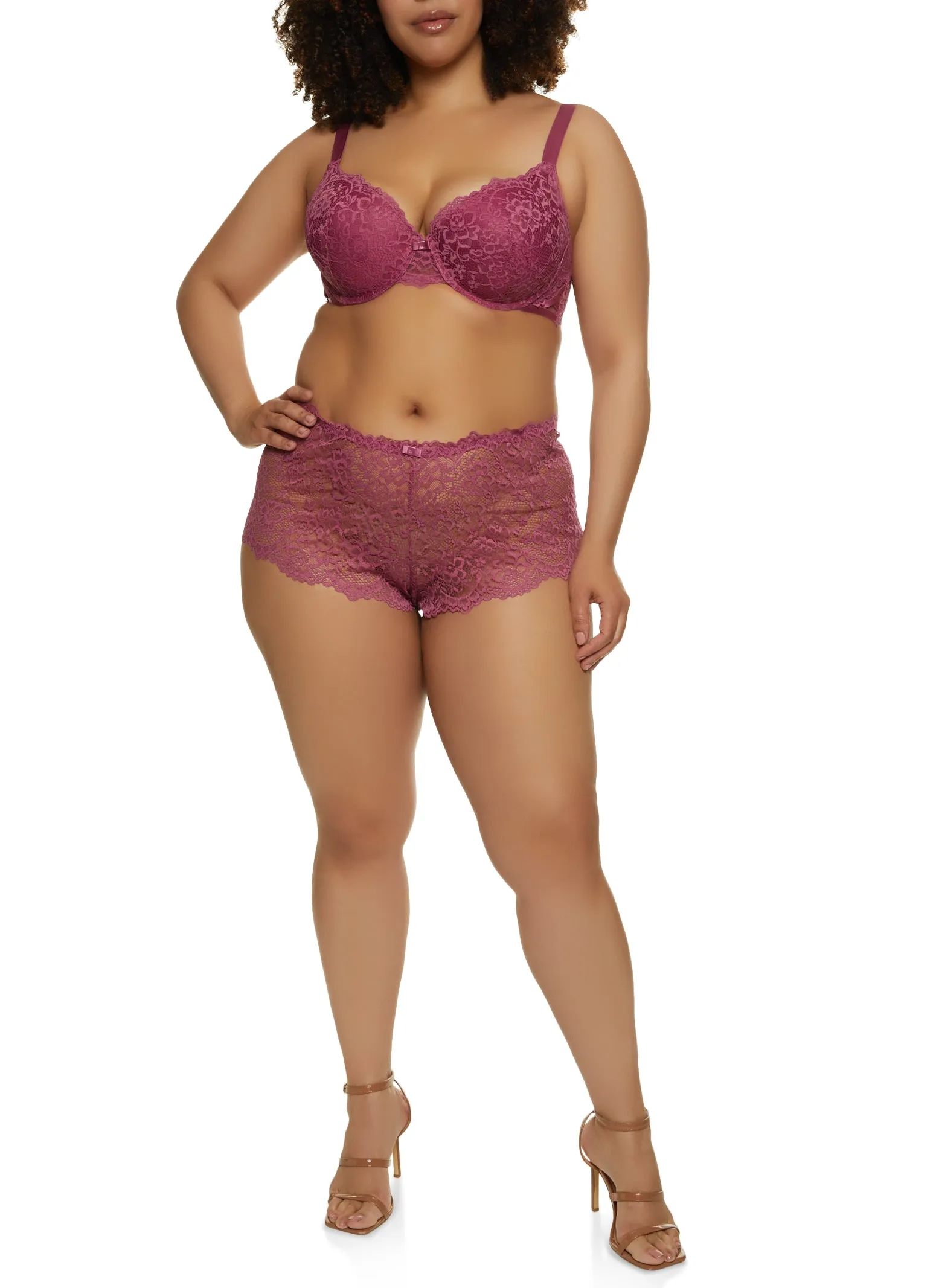Plus Size Flower Lace Plunge Bra sold by Rainbow product image thumbnail 2