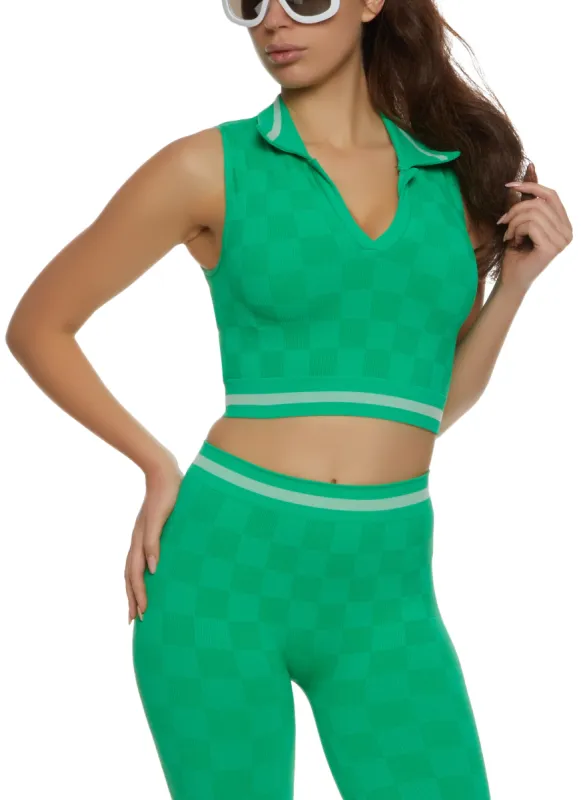 Checkered Print Seamless Cropped Tank Top sold by Rainbow