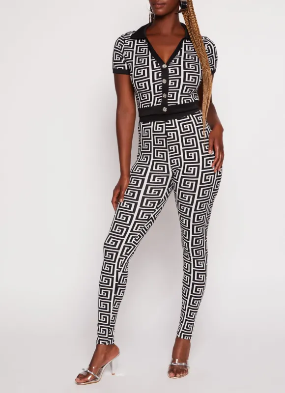 Greek Key Print High Waisted Leggings sold by Rainbow