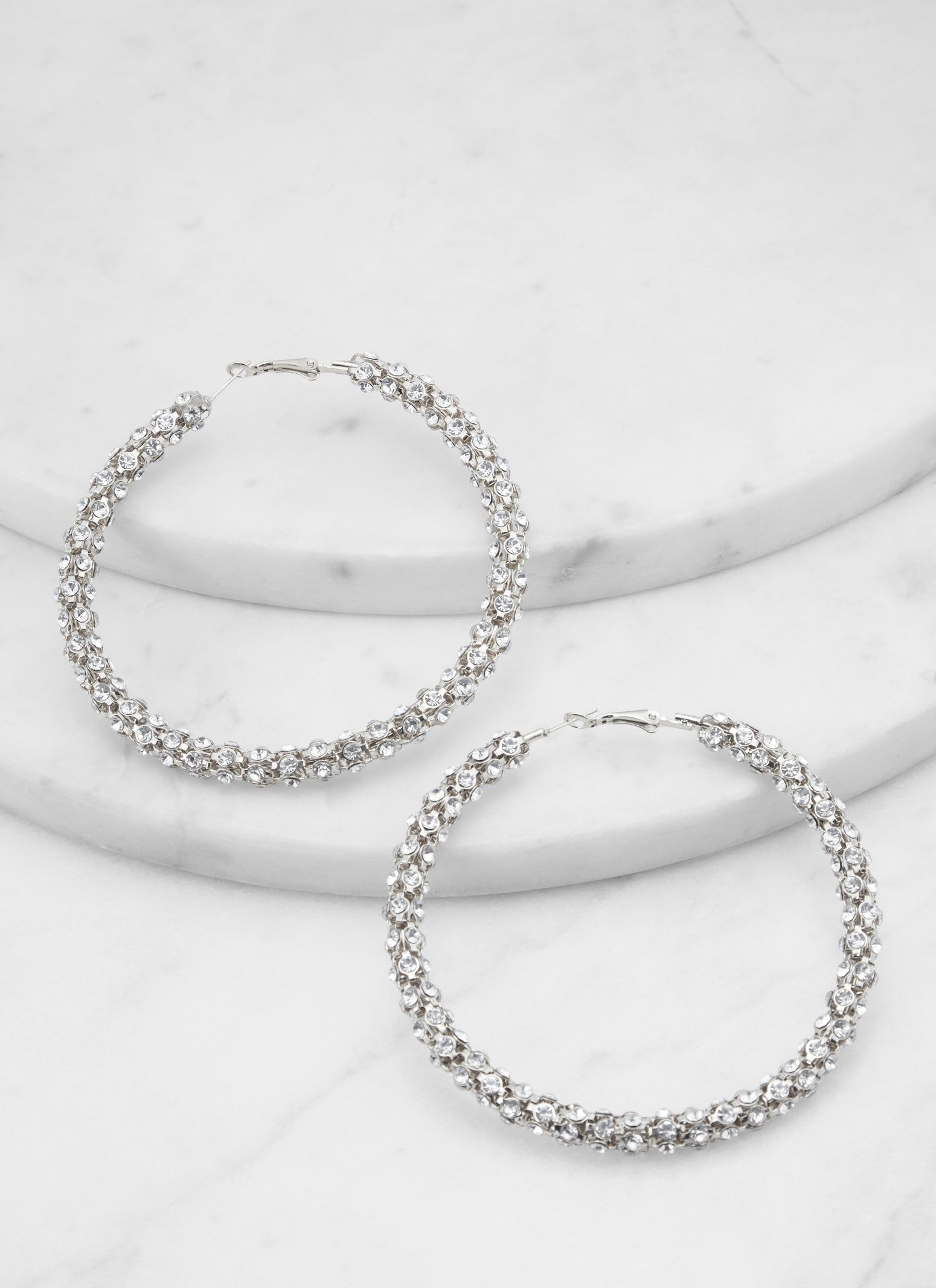 Rhinestone Studded Hoop Earrings sold by Rainbow product image thumbnail 2